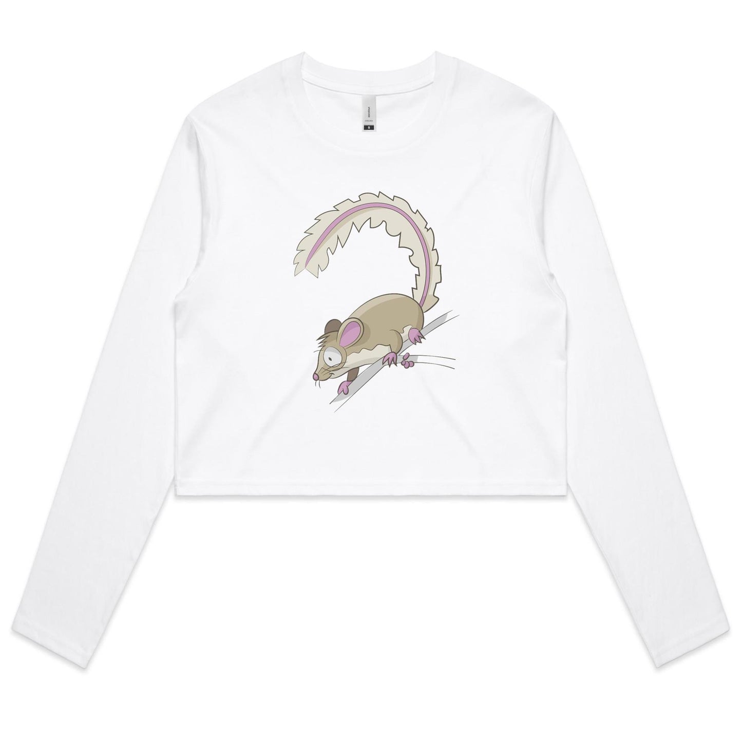 Women's Long Sleeve Crop Tee - 'Feathertail Possum'
