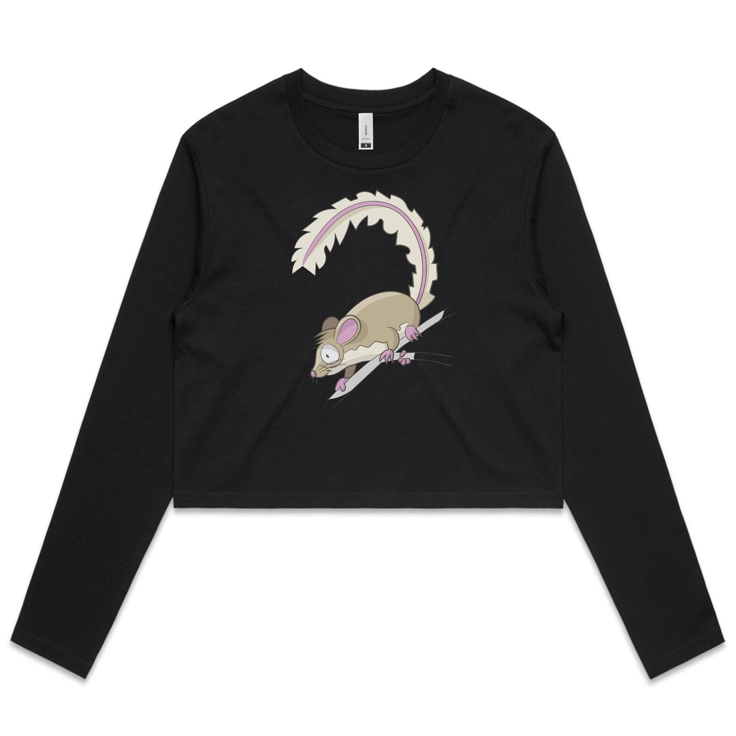 Women's Long Sleeve Crop Tee - 'Feathertail Possum'